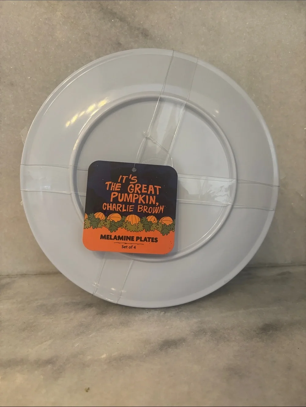 Zrike Peanuts Great Pumpkin Charlie Brown 8in Melamine Dessert Plates Set 4